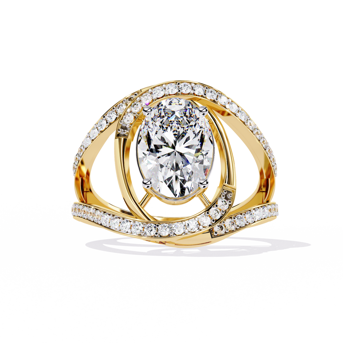 Aurora Halo Oval-Cut Solitaire Ring | 925 Sterling Silver