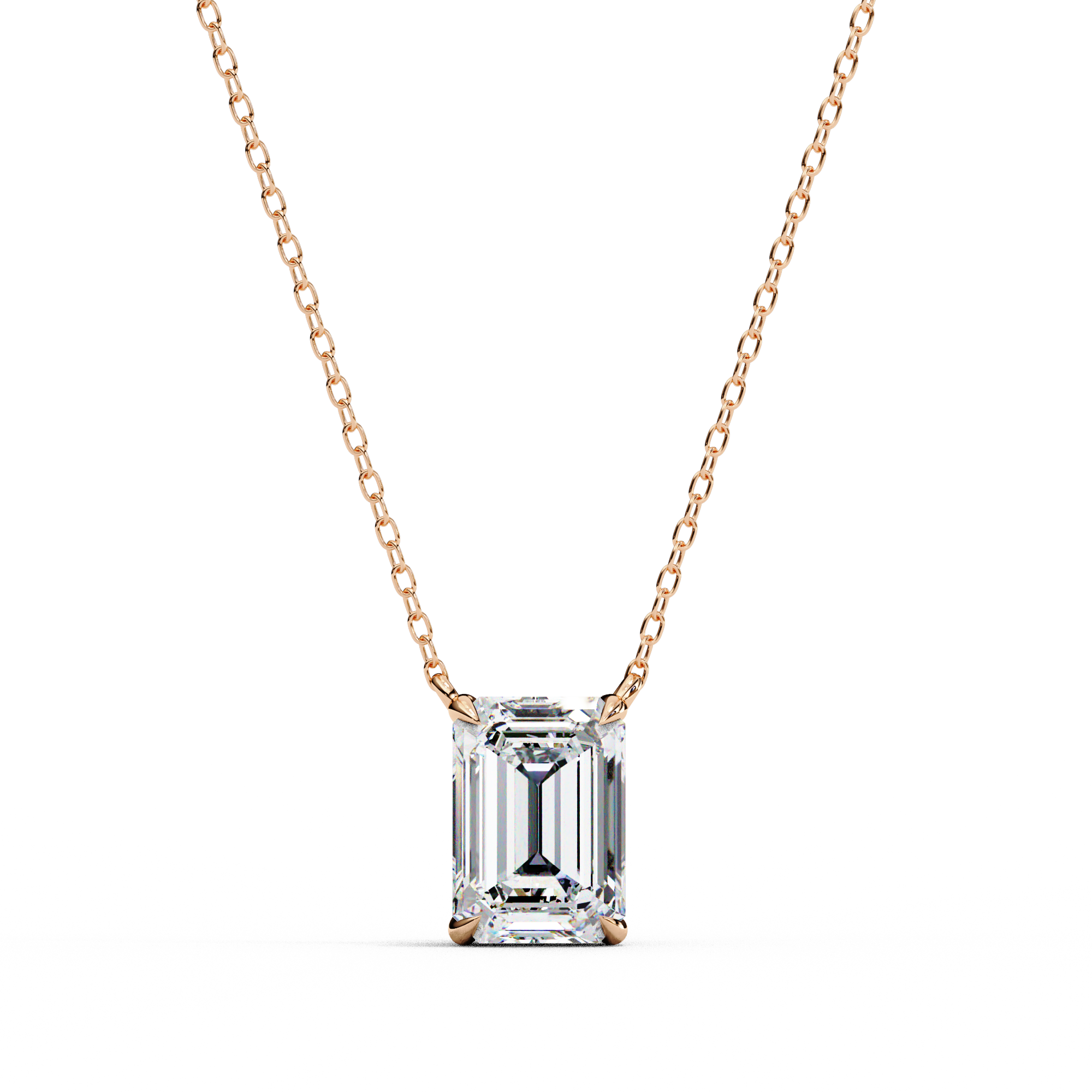 Rectangular Emerald Cut Diamond Necklace | 925 Sterling Silver