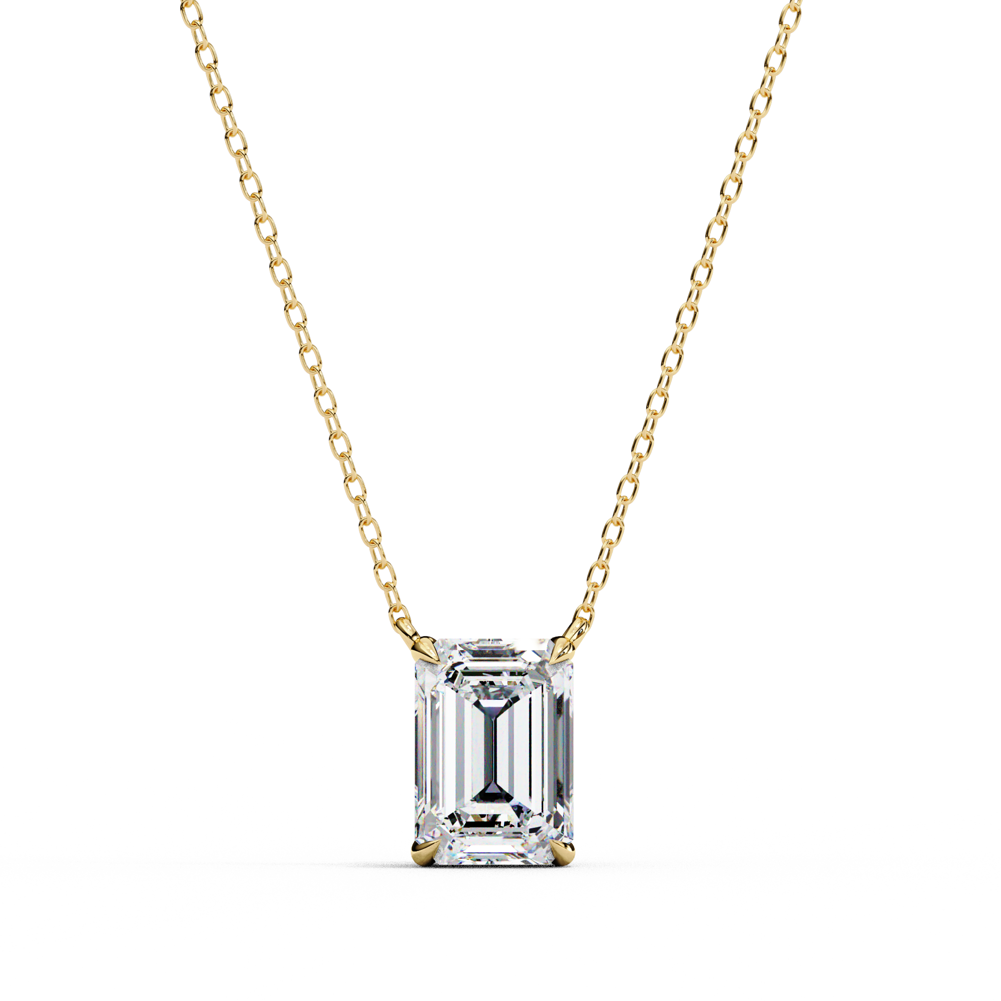 Rectangular Emerald Cut Diamond Necklace | 925 Sterling Silver