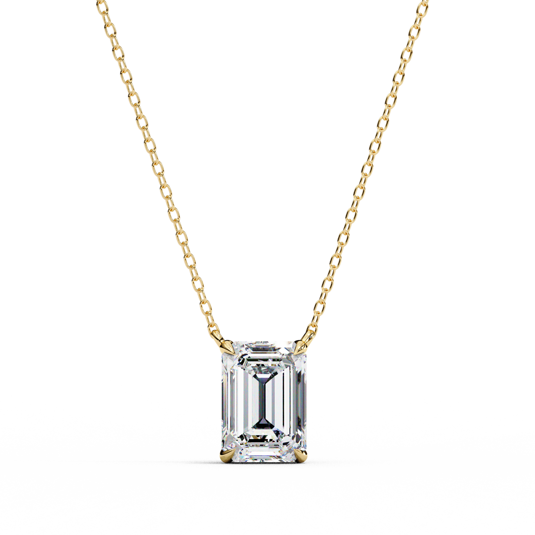 Rectangular Emerald Cut Diamond Necklace | 925 Sterling Silver
