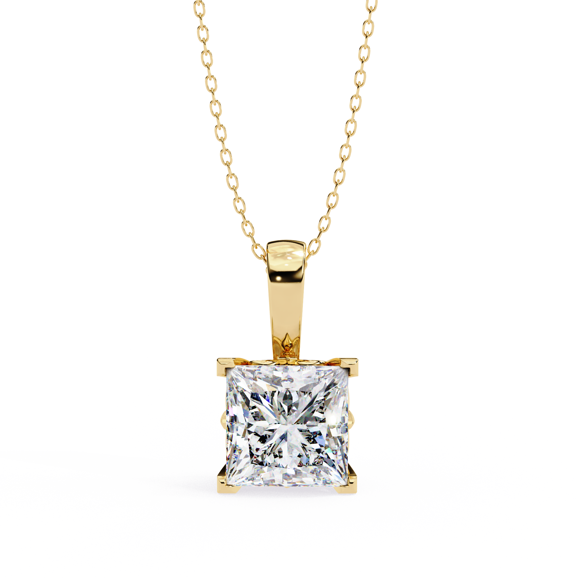 Celestial Prism Square Solitaire Necklace | 925 Sterling Silver