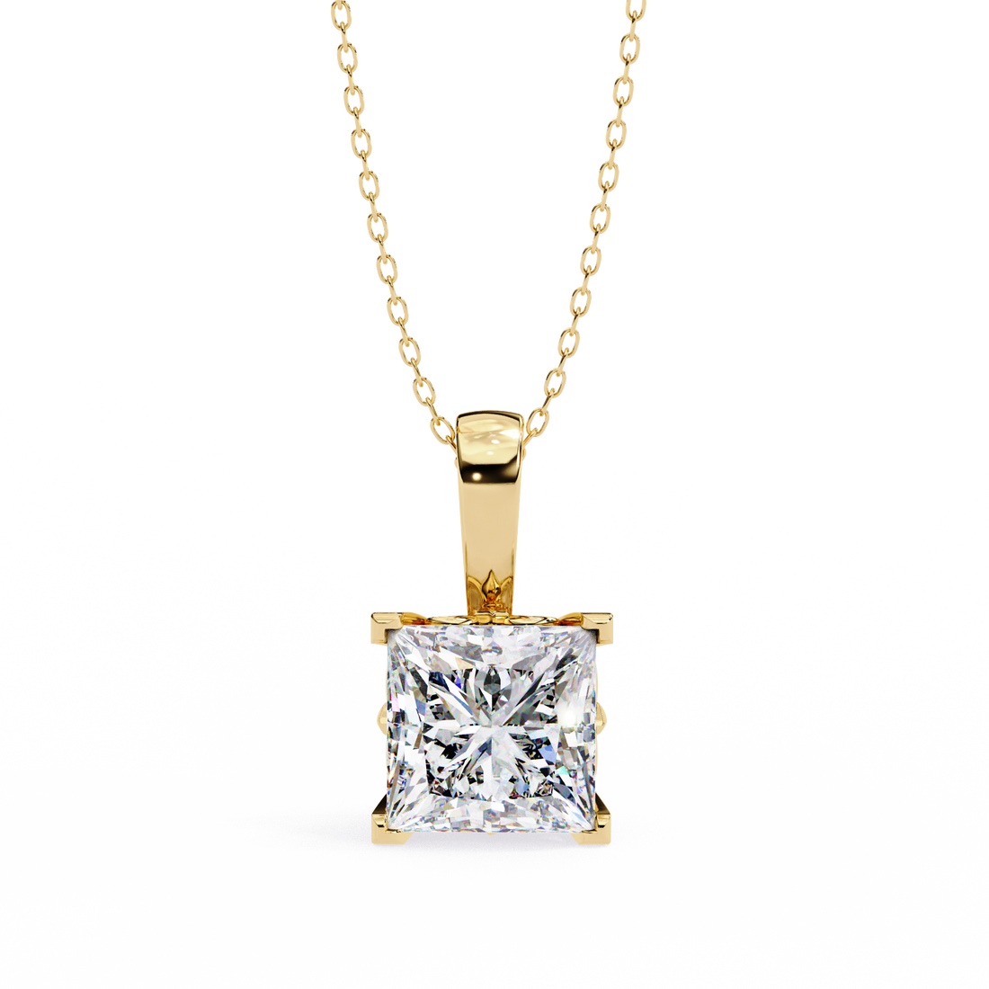 Celestial Prism Square Solitaire Necklace | 925 Sterling Silver