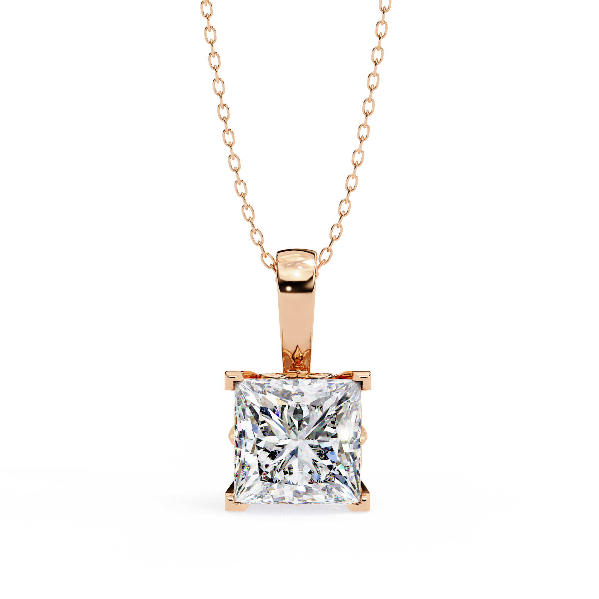 Celestial Prism Square Solitaire Necklace | 925 Sterling Silver