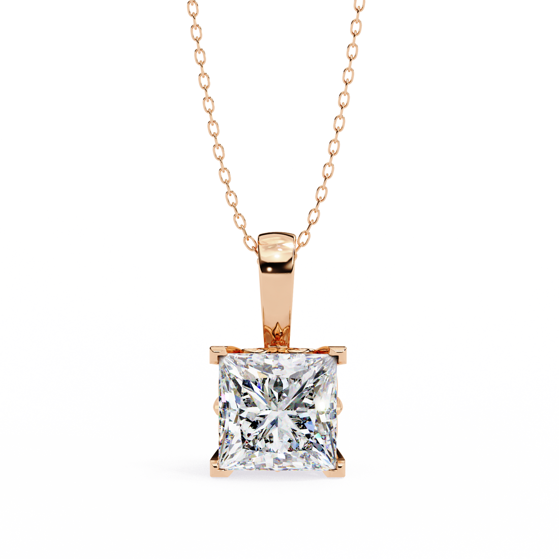 Celestial Prism Square Solitaire Necklace | 925 Sterling Silver