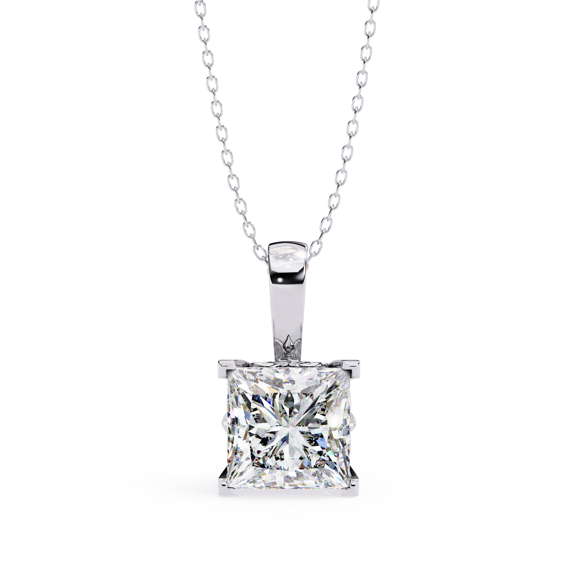 Celestial Prism Square Solitaire Necklace | 925 Sterling Silver