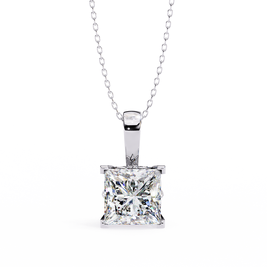 Celestial Prism Square Solitaire Necklace | 925 Sterling Silver