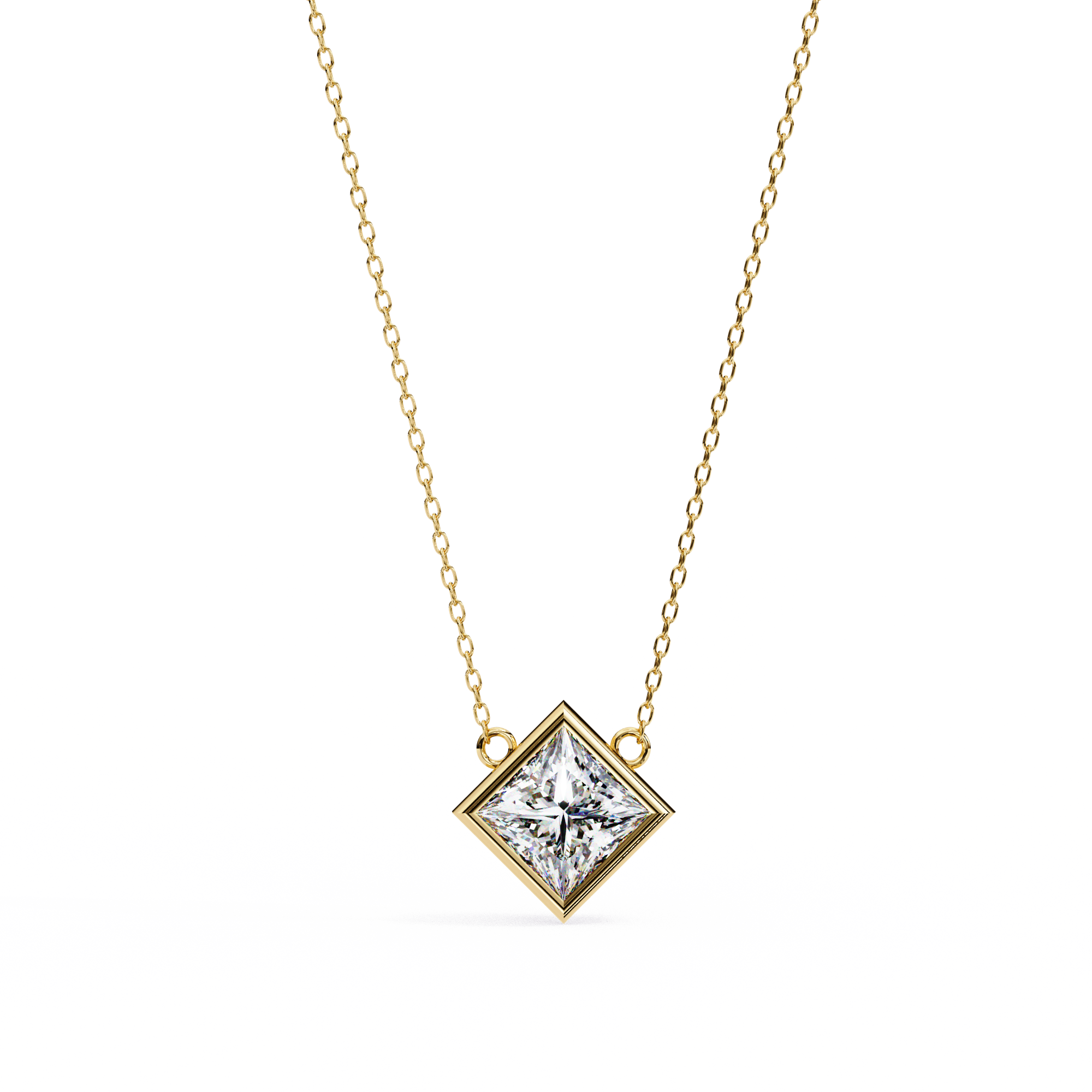 Aurora Tilt Square Solitaire Necklace | 925 Sterling Silver