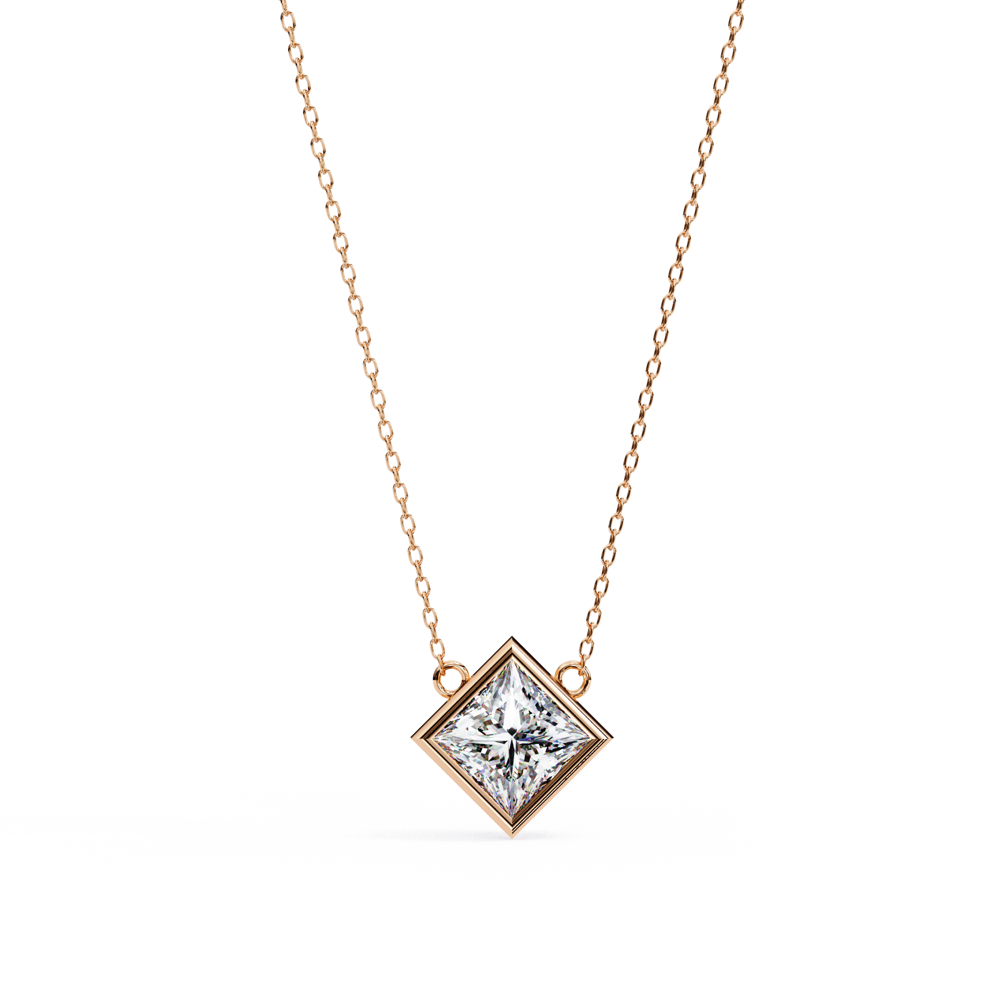 Aurora Tilt Square Solitaire Necklace | 925 Sterling Silver
