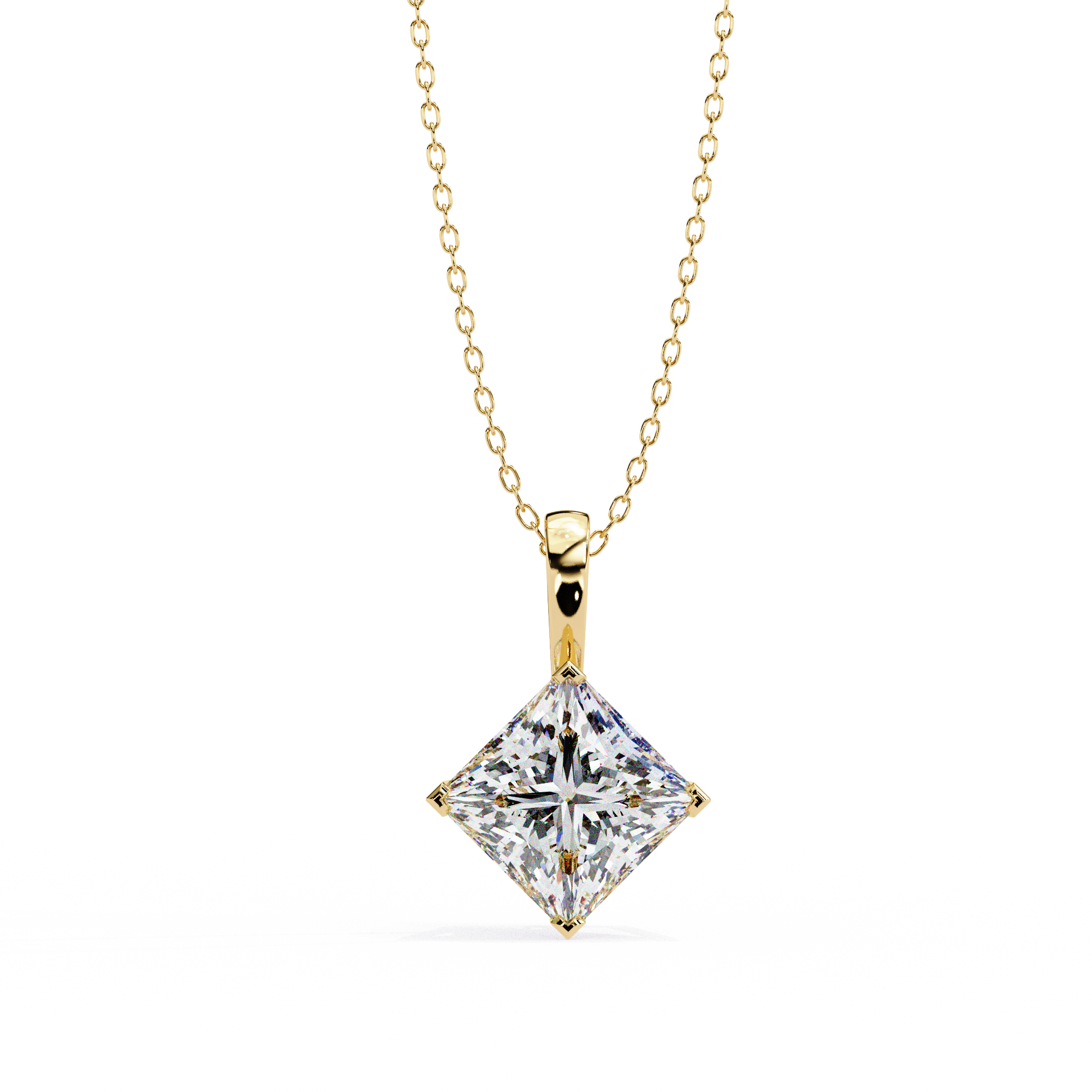 Eclipse Prism Square Solitaire Necklace | 925 Sterling Silver