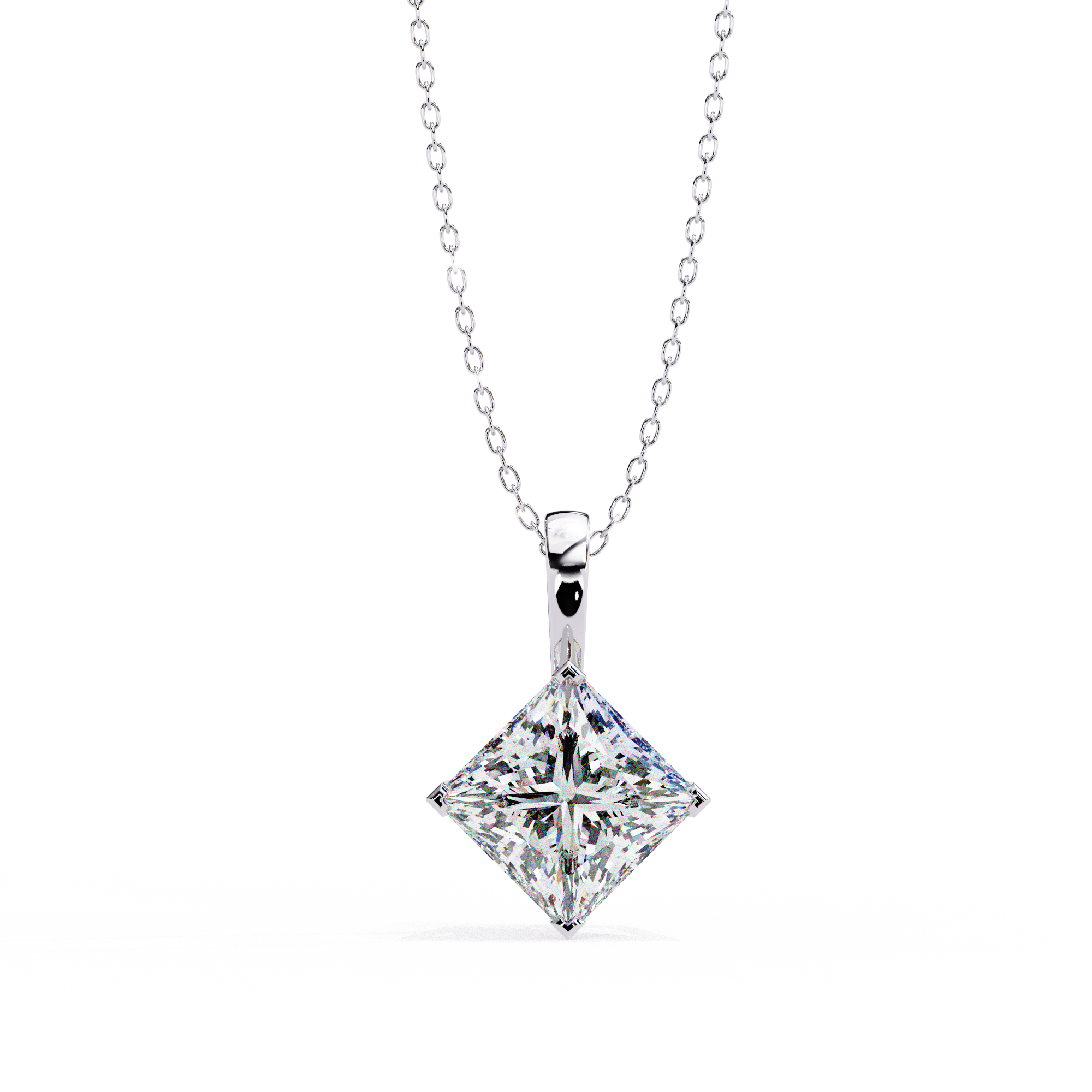 Eclipse Prism Square Solitaire Necklace | 925 Sterling Silver