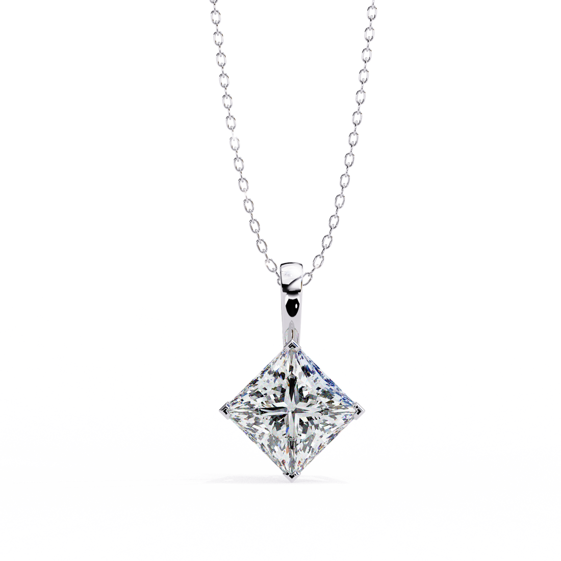 Eclipse Prism Square Solitaire Necklace | 925 Sterling Silver