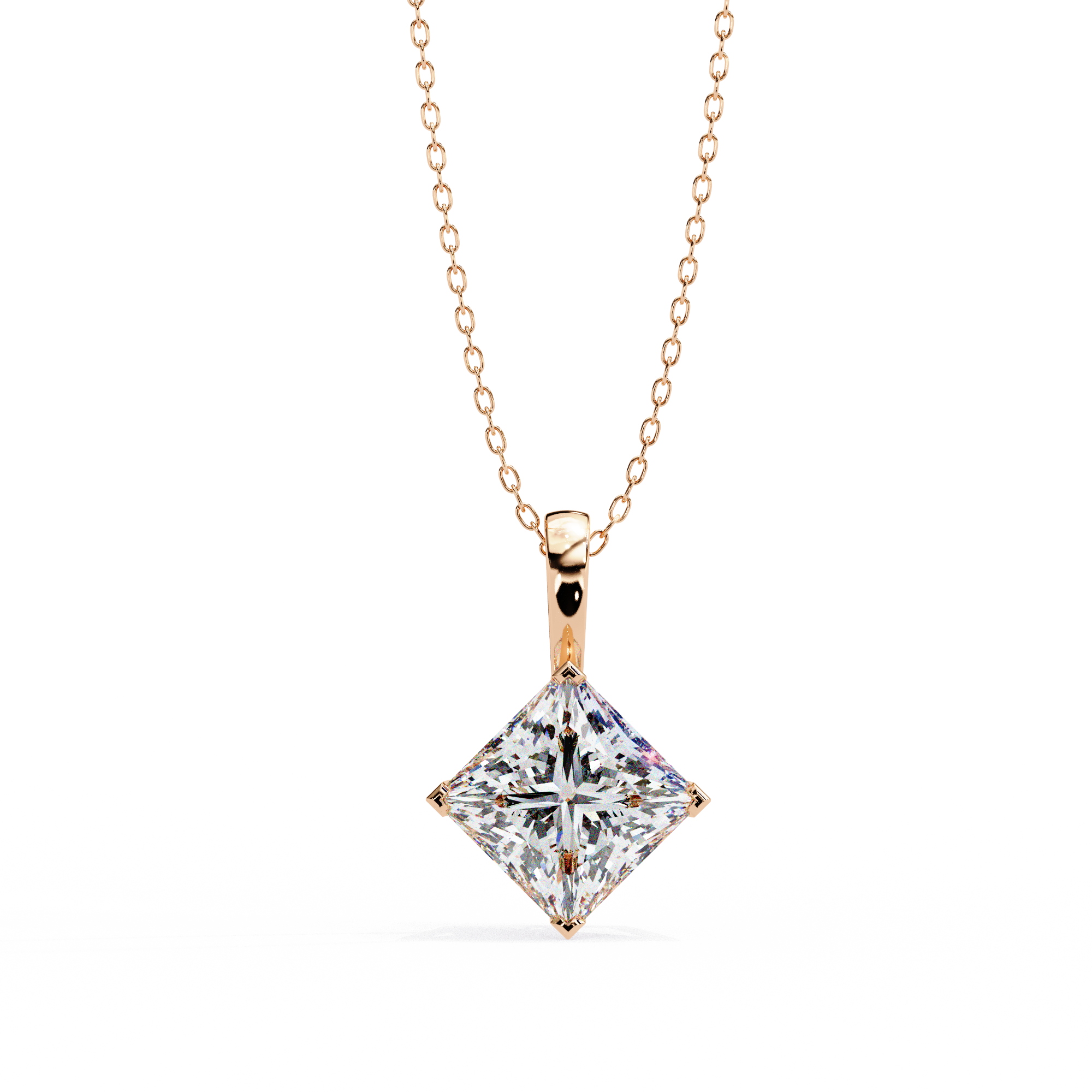 Eclipse Prism Square Solitaire Necklace | 925 Sterling Silver