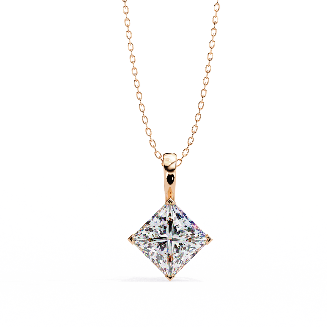 Eclipse Prism Square Solitaire Necklace | 925 Sterling Silver