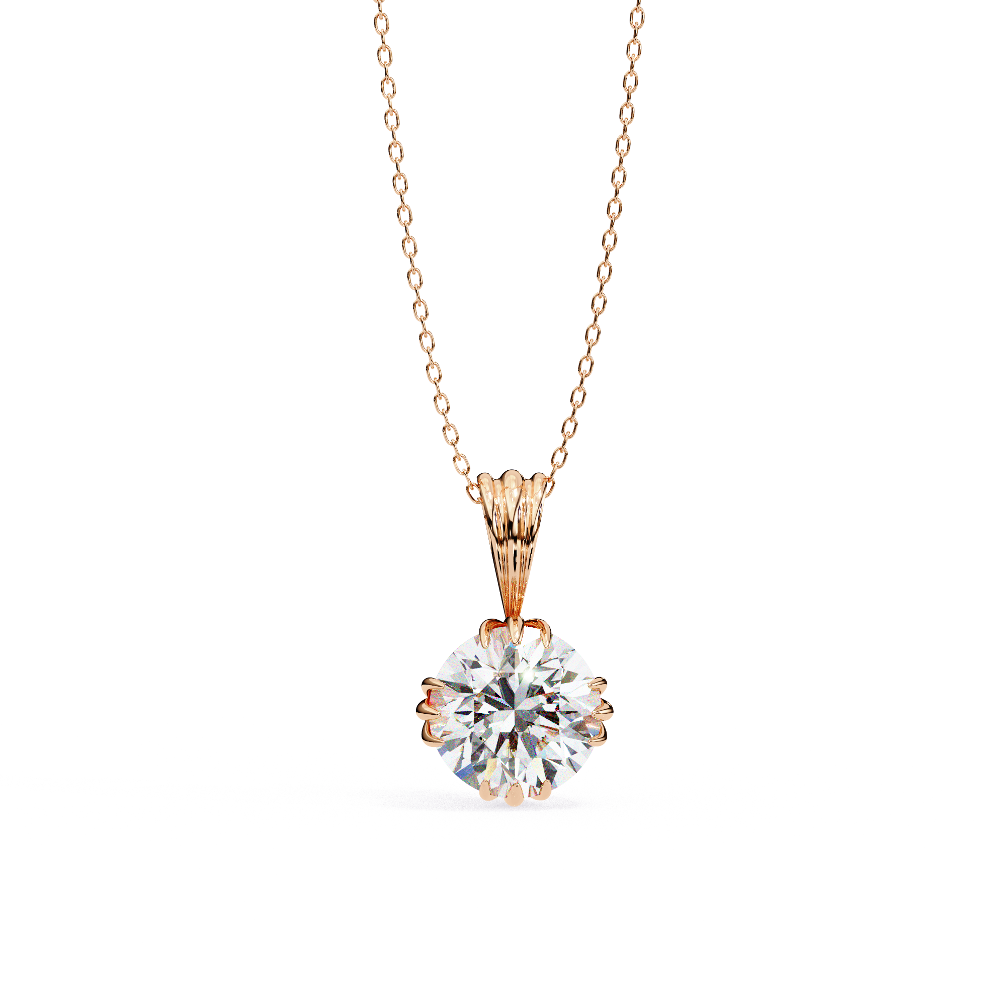 Radiant Muse Round-Cut Solitaire Necklace | 925 Sterling Silver