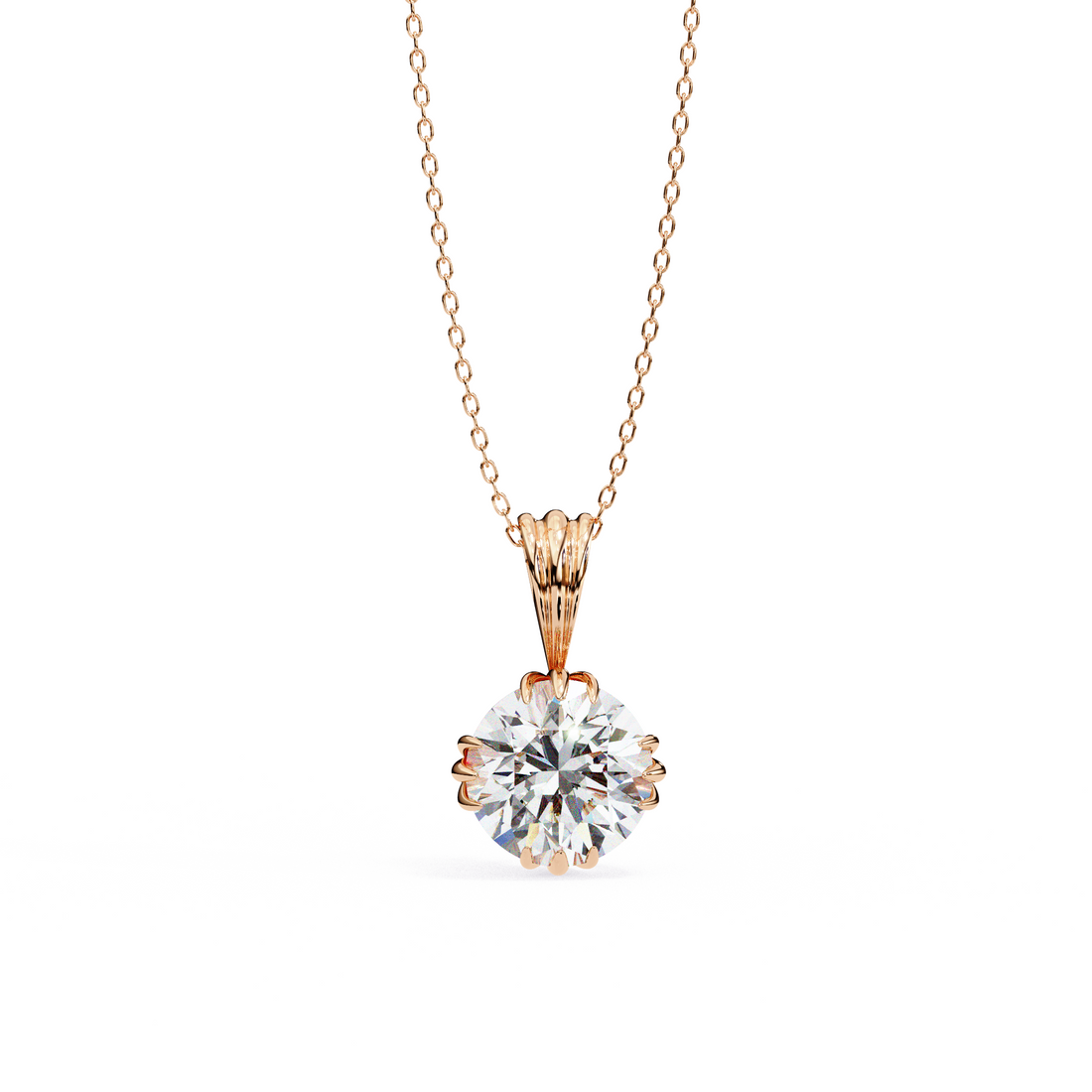 Radiant Muse Round-Cut Solitaire Necklace | 925 Sterling Silver