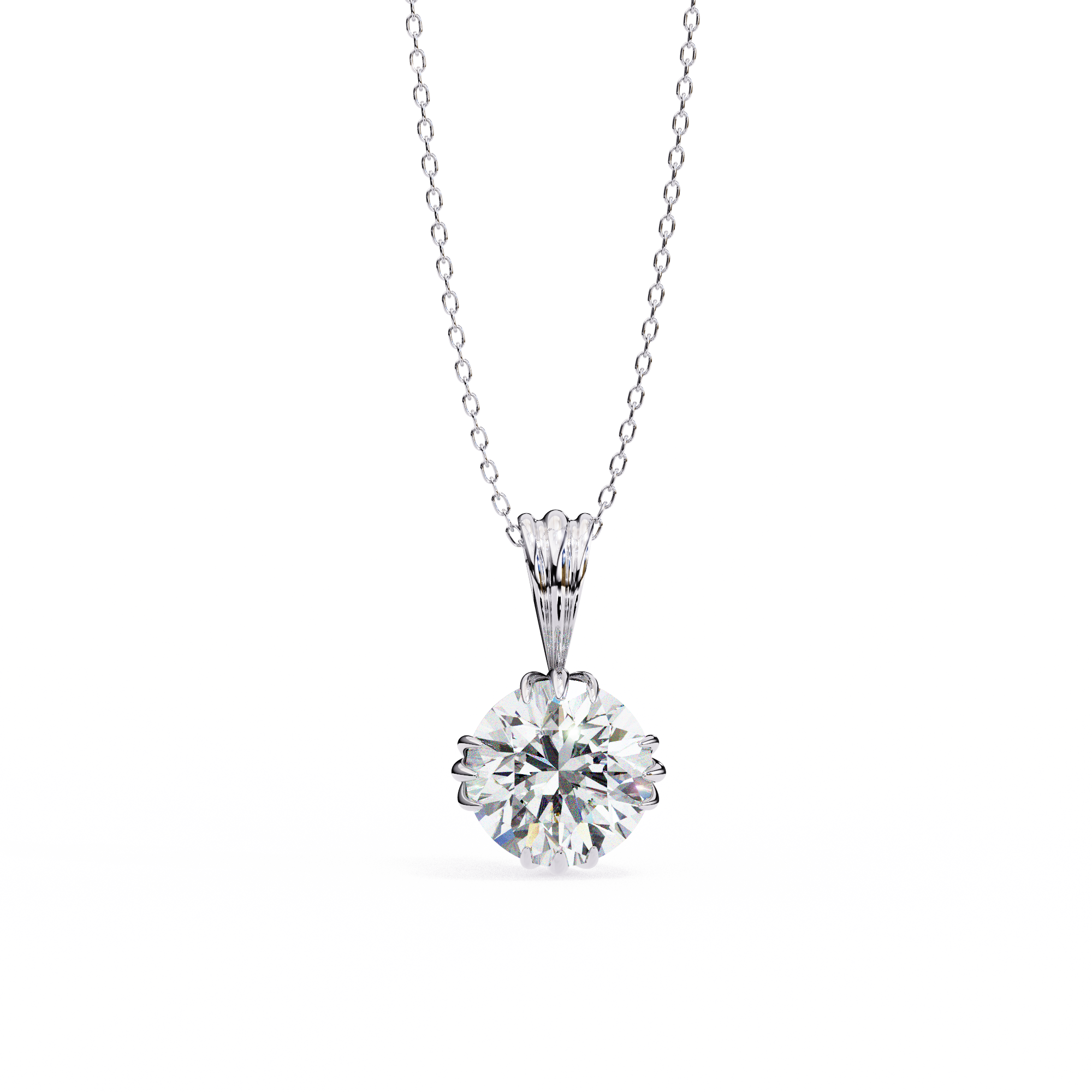 Radiant Muse Round-Cut Solitaire Necklace | 925 Sterling Silver