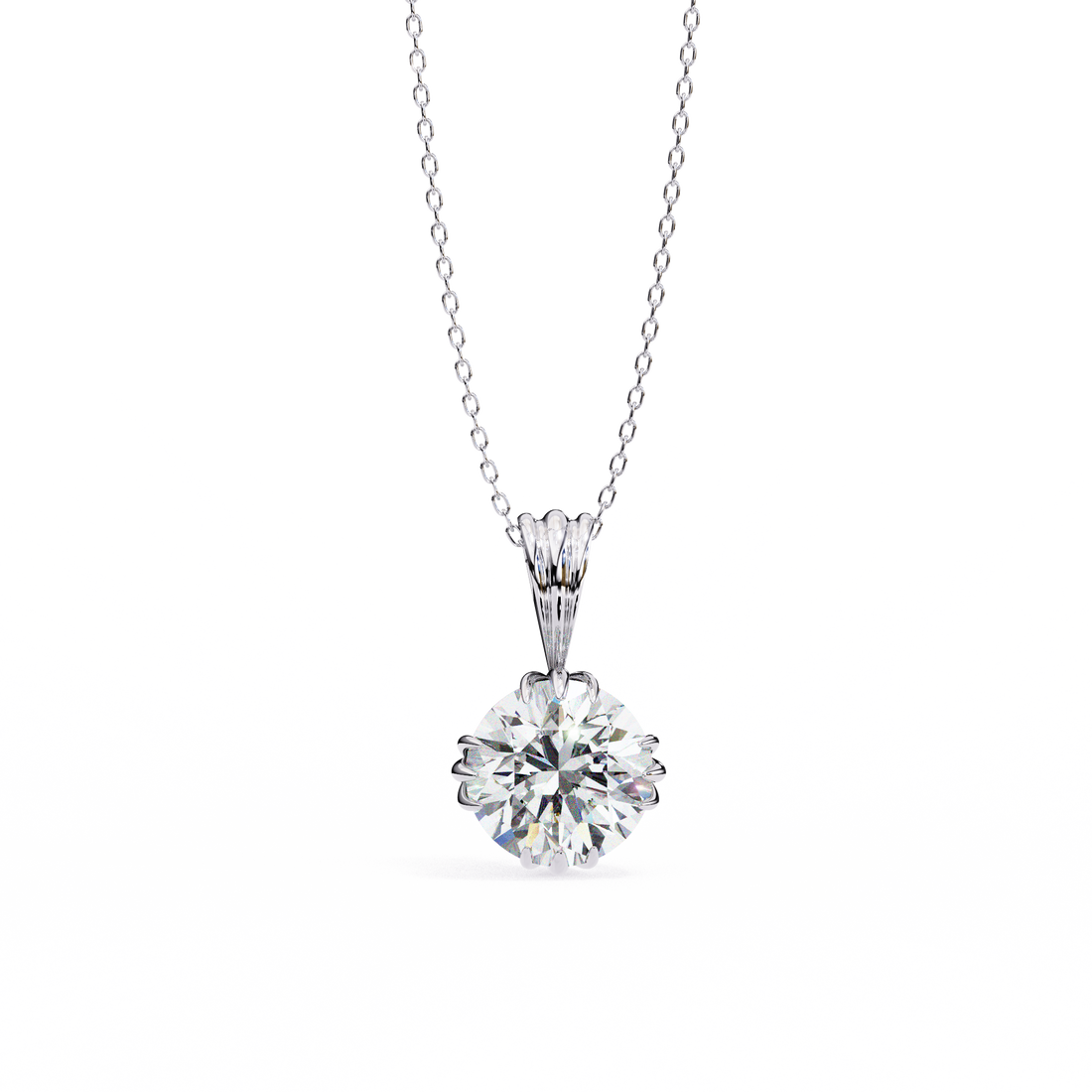 Radiant Muse Round-Cut Solitaire Necklace | 925 Sterling Silver
