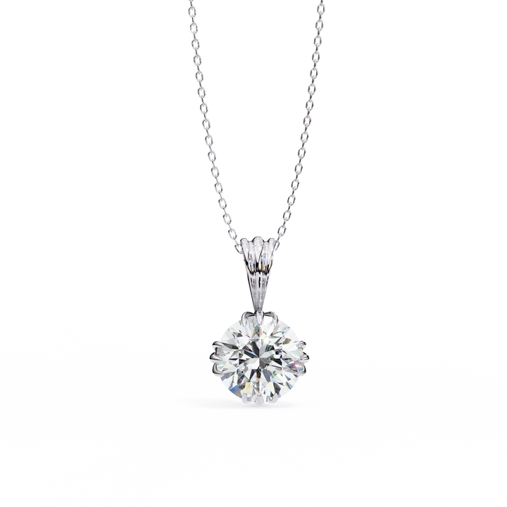 Radiant Muse Round-Cut Solitaire Necklace | 925 Sterling Silver