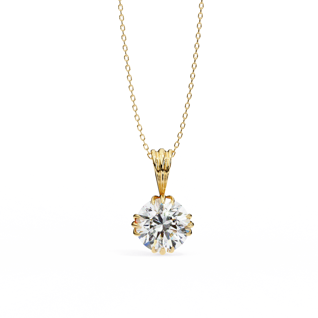 Radiant Muse Round-Cut Solitaire Necklace | 925 Sterling Silver