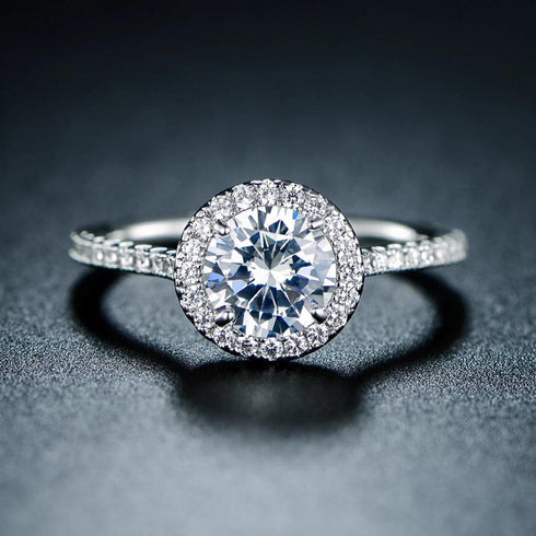 American Diamond Round Rays 925 Silver Ring