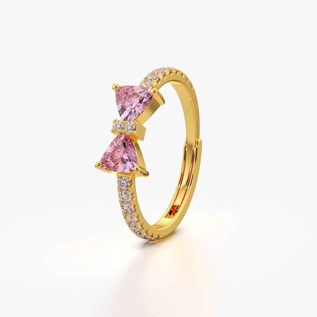 Orope's Blushing Heart Bow Ring | Made with 925 Pure Sterling Silver ( SIZE is Adjustable)