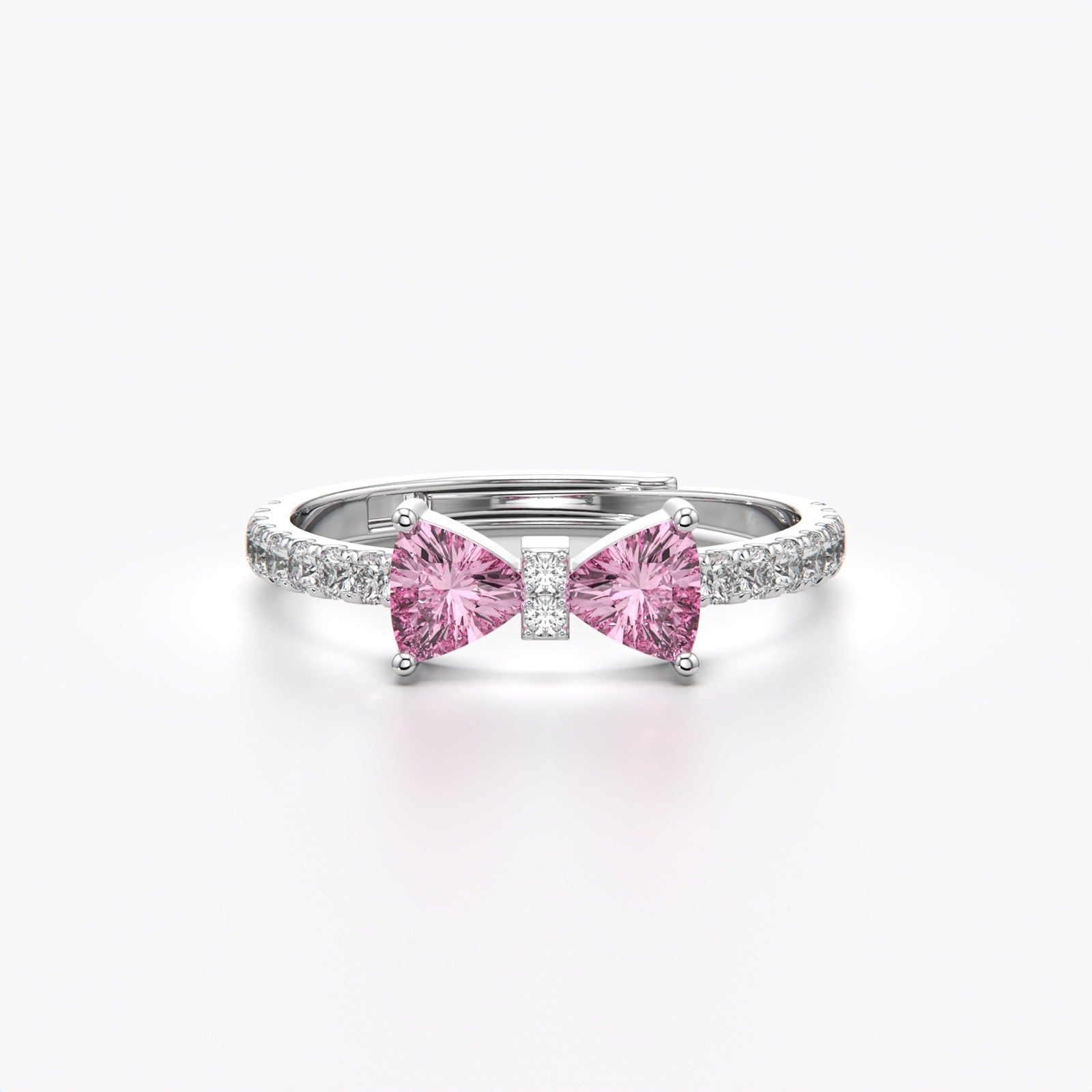 Orope's Blushing Heart Bow Ring | Made with 925 Pure Sterling Silver ( SIZE is Adjustable)