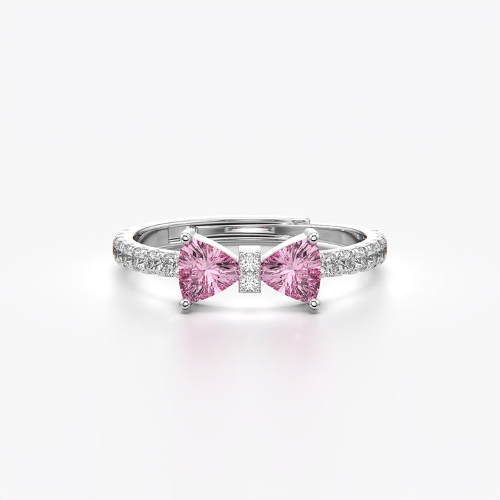 Orope's Blushing Heart Bow Ring | Made with 925 Pure Sterling Silver ( SIZE is Adjustable)