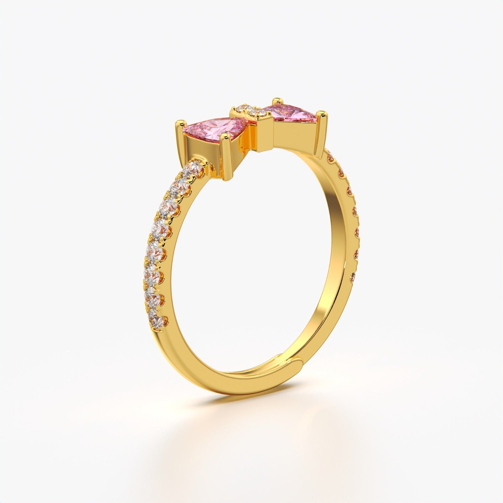 Orope's Blushing Heart Bow Ring | Made with 925 Pure Sterling Silver ( SIZE is Adjustable)