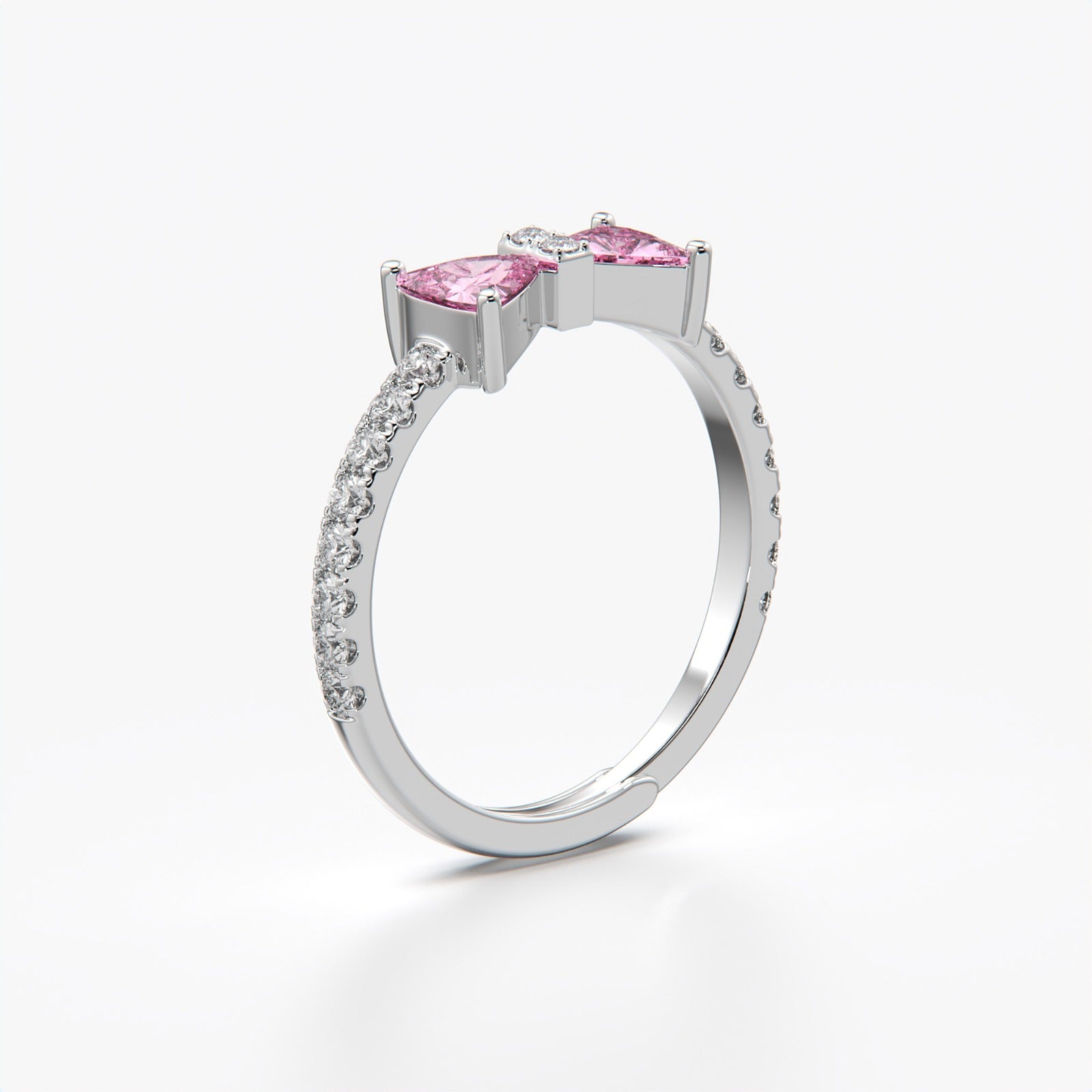 Orope's Blushing Heart Bow Ring | Made with 925 Pure Sterling Silver ( SIZE is Adjustable)