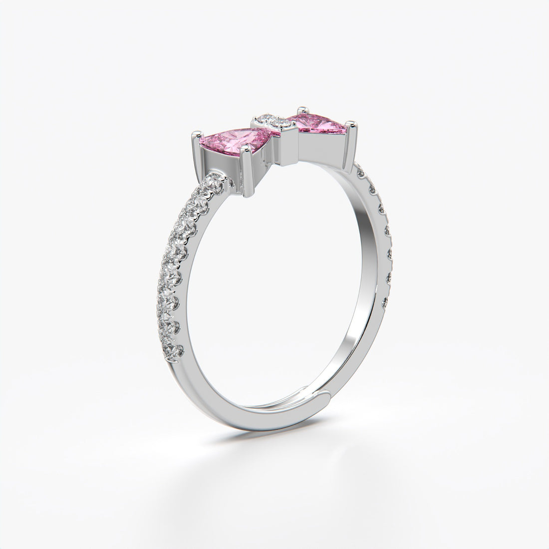 Orope's Blushing Heart Bow Ring | Made with 925 Pure Sterling Silver ( SIZE is Adjustable)