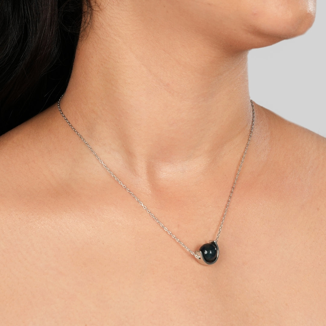 Orope's Minimalist framed gem necklace 925 Pure Sterling Silver