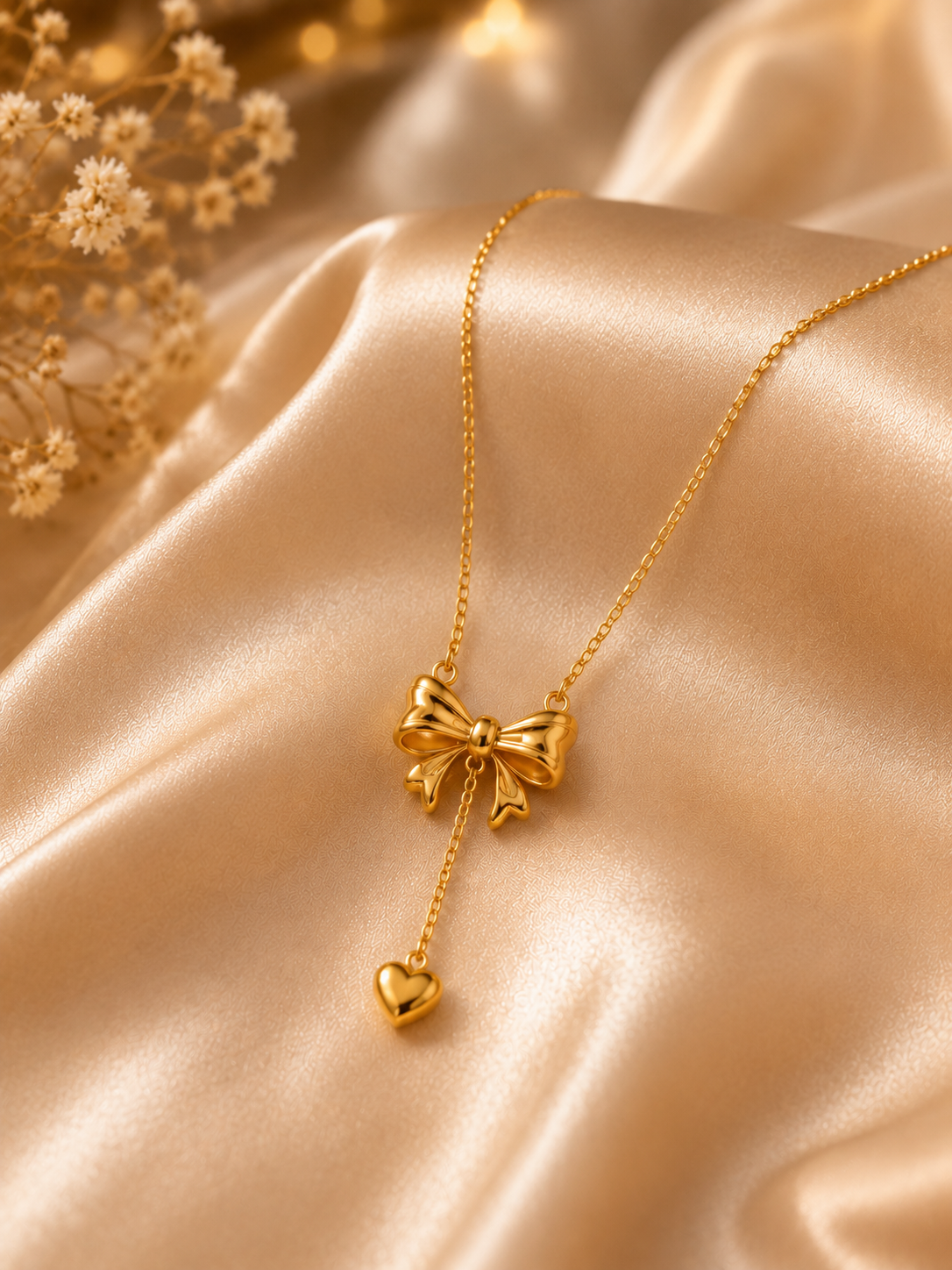 gold bow pendant chain