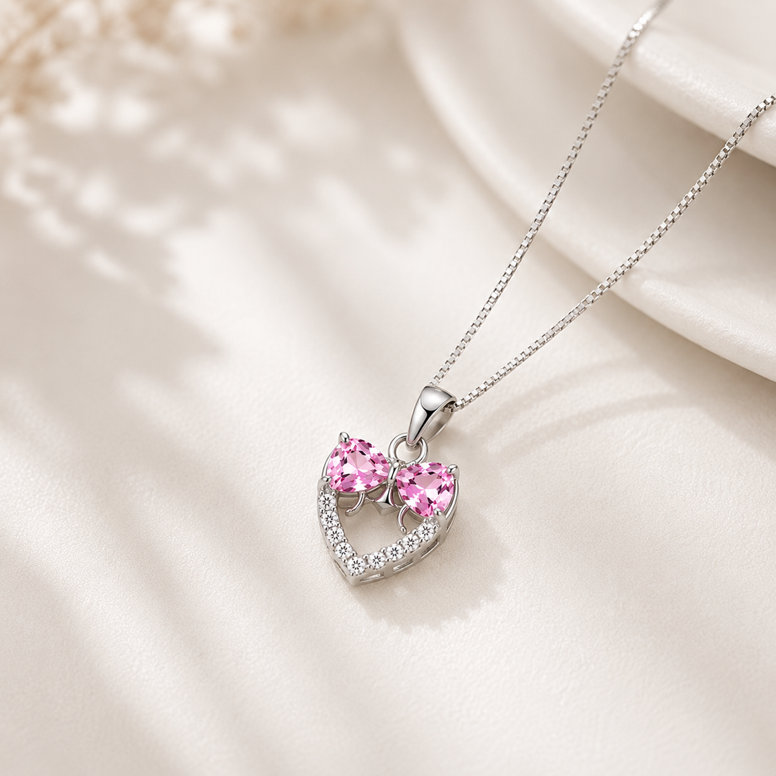 crystal heart butterfly necklace