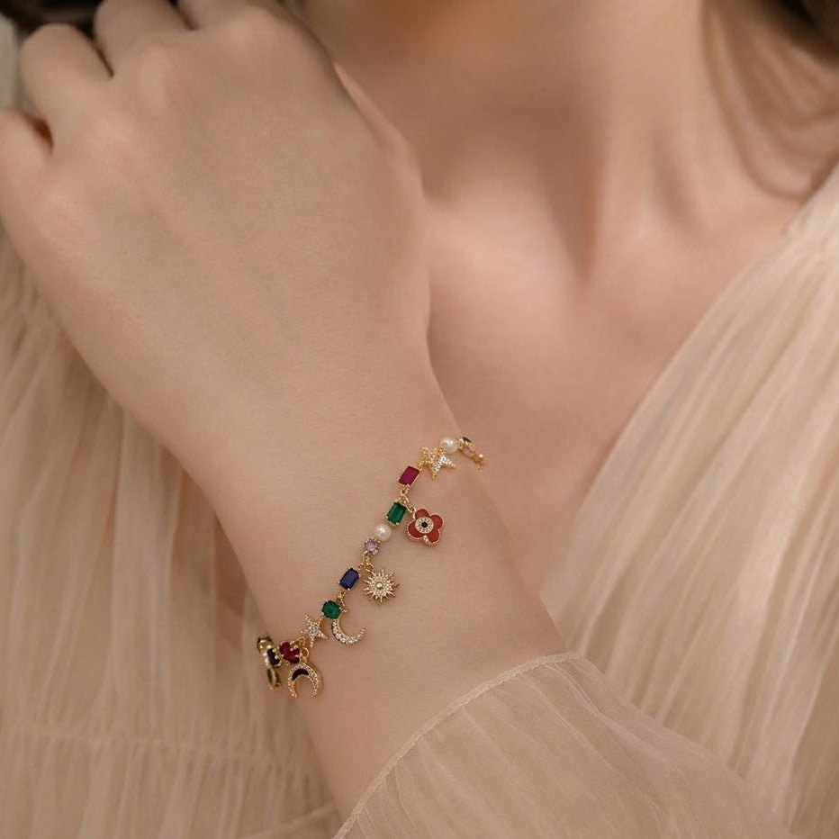 colorful stone charm bracelet