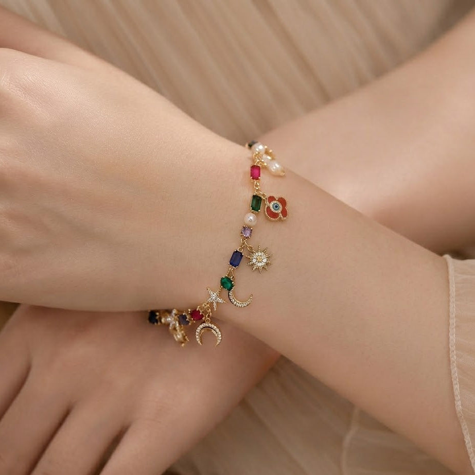 moon charm bracelet women