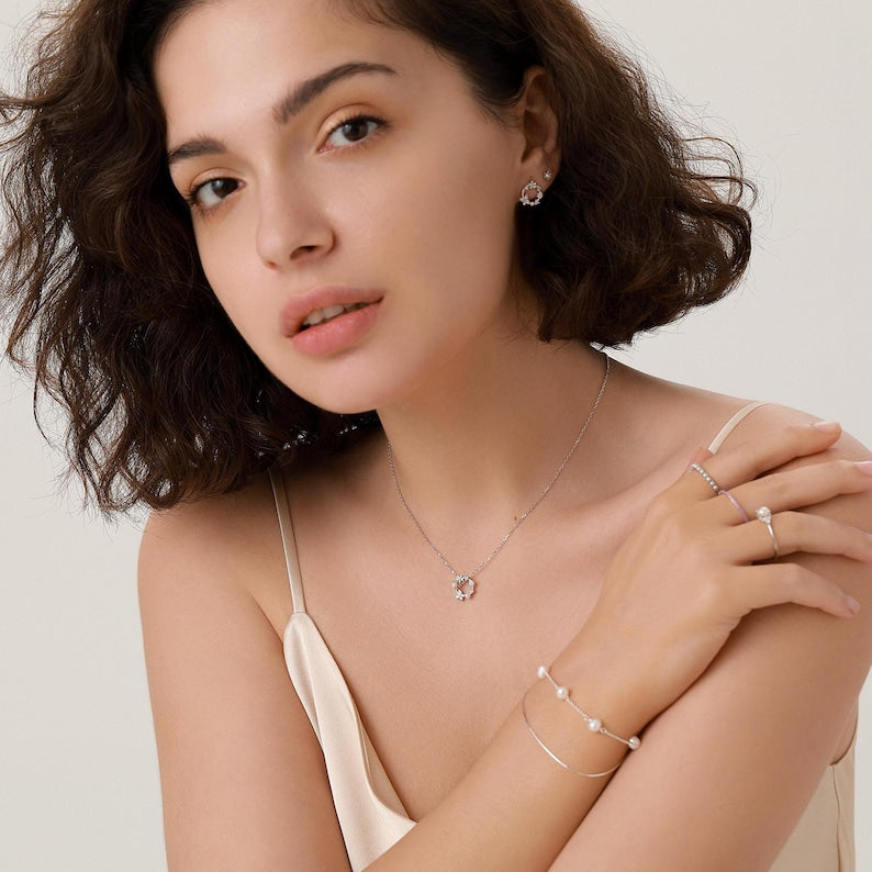 circle flower earrings for womens