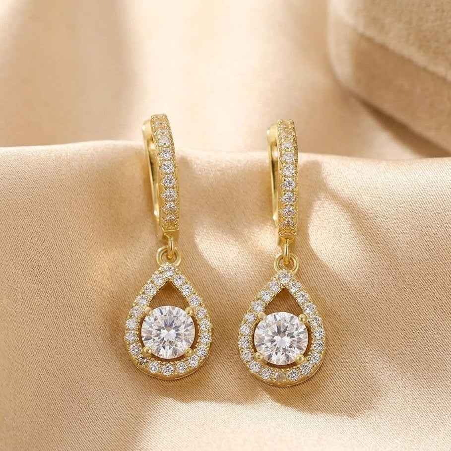 demi fine teardrop dangle hoop earrings
