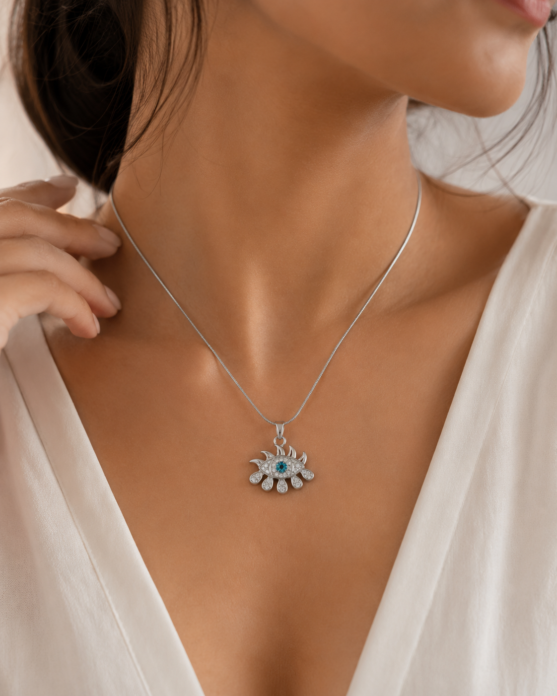evil eye lash pendant necklace