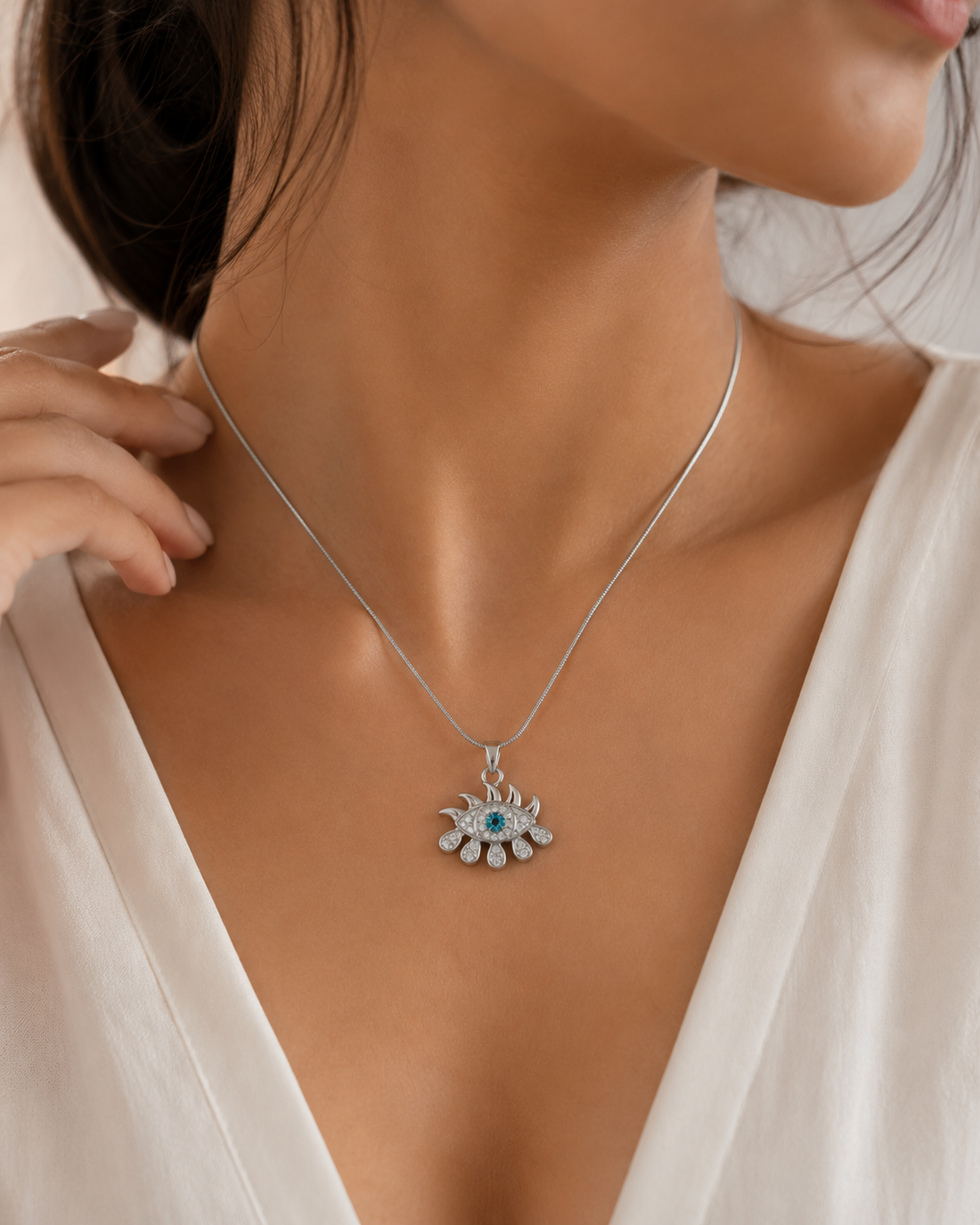 evil eye lash pendant necklace