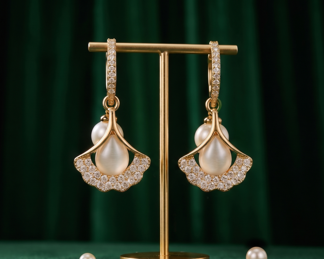 dual pearl drop earrings