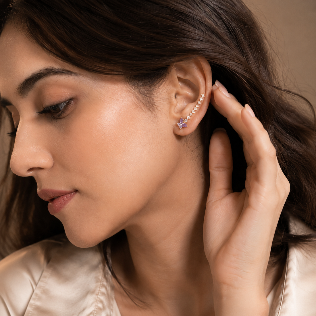 demi fine sparkling butterfly crawler earrings