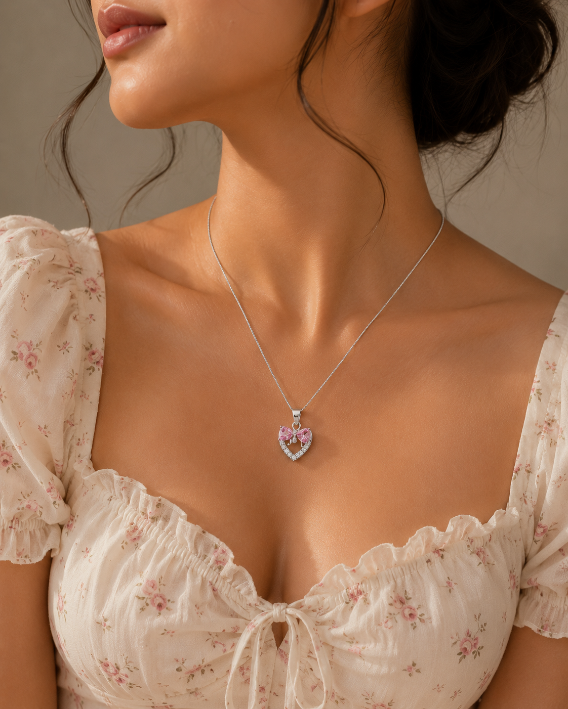 girly heart necklace women