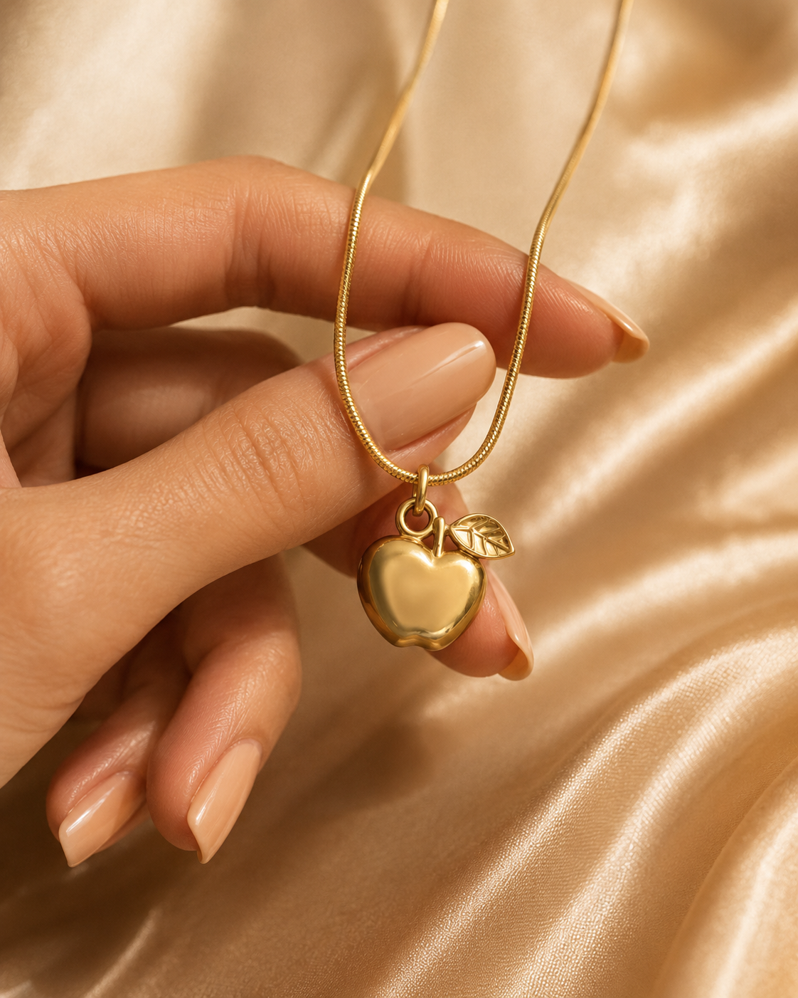 apple charm pendant gold