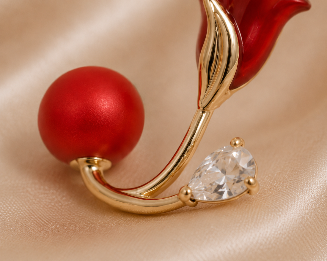red flower stud earrings