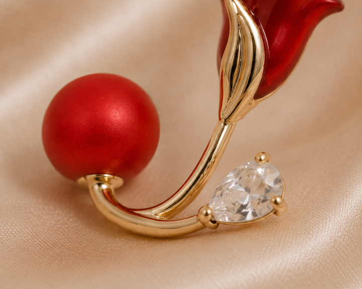 red flower stud earrings