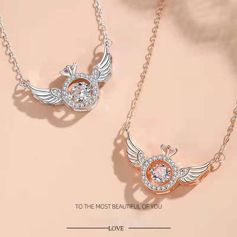 18K Gold & Silver Plated Angel Wings Smart Clavicle Necklace Advanced Feeling Versatile Beating Necklace