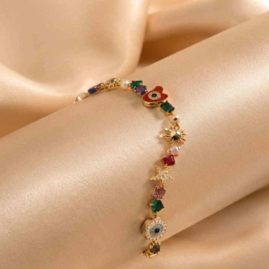 gold tone charm bracelet women