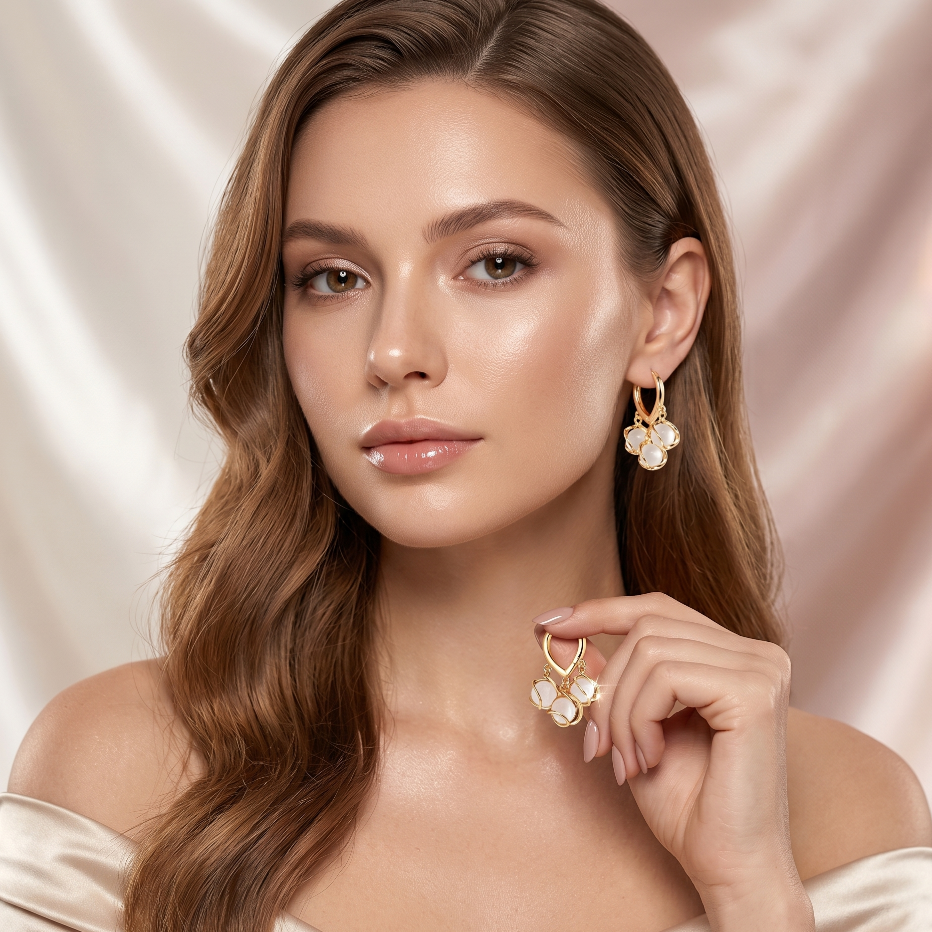 soft stone hoop earrings