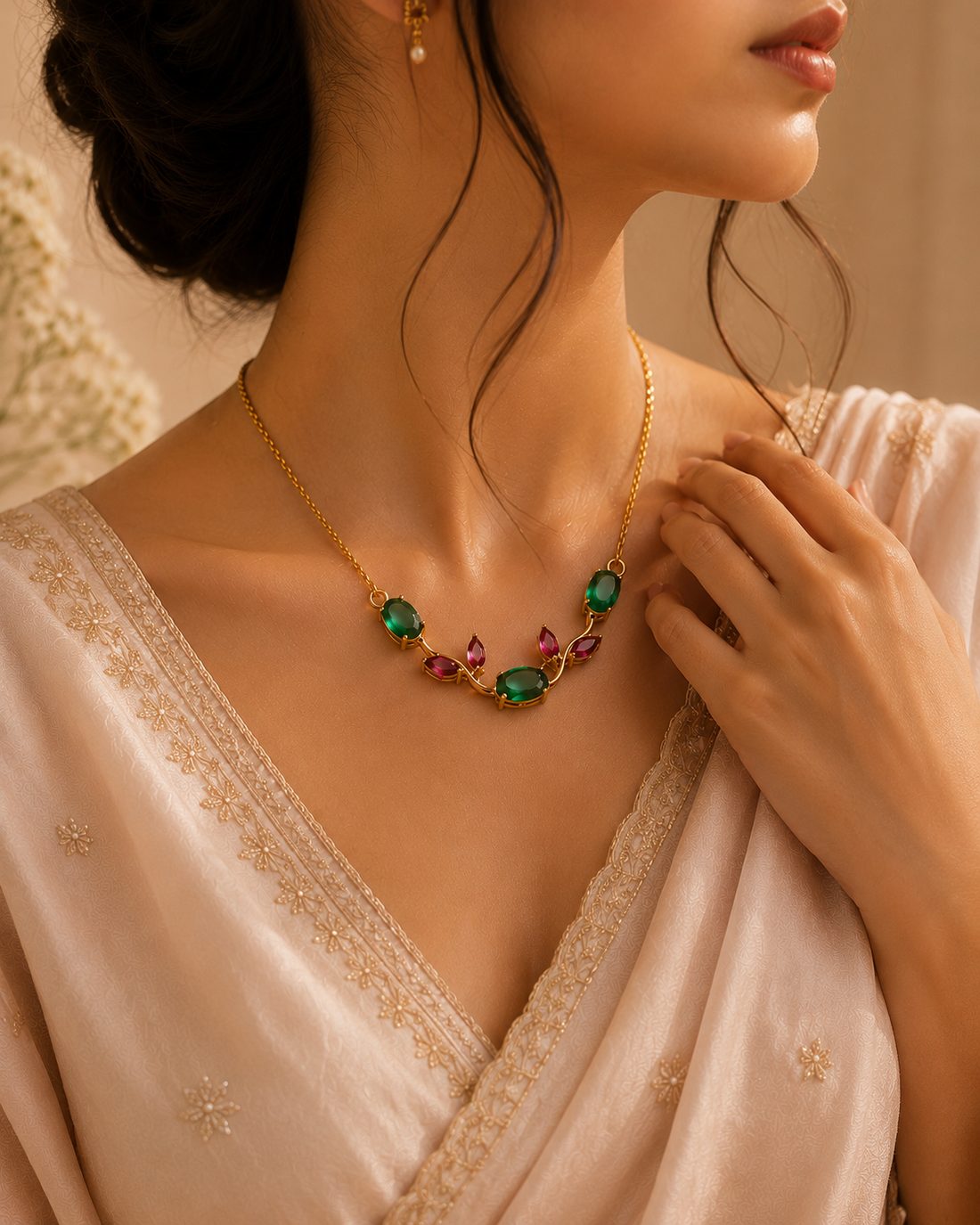 emerald vine necklace women