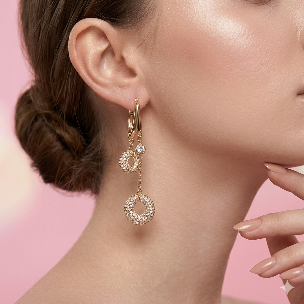 dual crystal ball earrings
